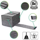 2 Piece Set of Grey Foldable Crockery & Mug Storage Organizer (Holds 8 Plates + 6 Mugs) - Felt Camping & Picnic Dinnerware Storage Box with Handle and Secure Closure