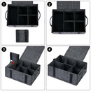 2 Pack Grey Foldable Mug Storage Organizer (Holds 6 Mugs) - Felt Camping & Picnic Dinnerware Storage Box with Handle and Secure Closure
