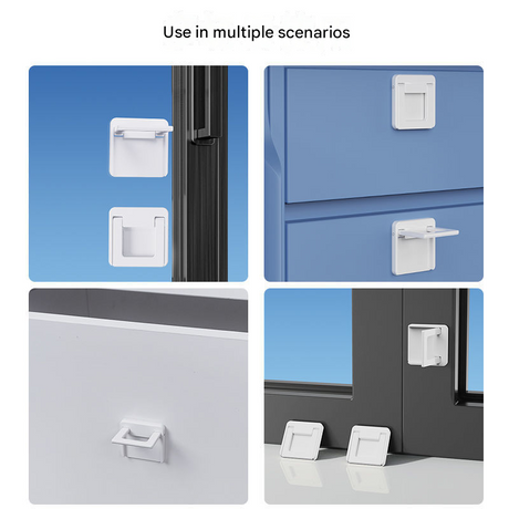 Multifunctional Window & Door Safety Lock (5 Pack) - Punch Free Sliding Track Stopper and Drawer Pull Handle