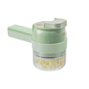 Green Multifunctional Electric Handheld Food Processor - ABS and PP with 201 Stainless Steel Blade - Rechargeable Vegetable Chopper Slicer Garlic Mincer with Cleaning Brush for Kitchen Prep