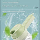 Green Multifunctional Electric Handheld Food Processor - ABS and PP with 201 Stainless Steel Blade - Rechargeable Vegetable Chopper Slicer Garlic Mincer with Cleaning Brush for Kitchen Prep