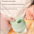 Green Multifunctional Electric Handheld Food Processor - ABS and PP with 201 Stainless Steel Blade - Rechargeable Vegetable Chopper Slicer Garlic Mincer with Cleaning Brush for Kitchen Prep