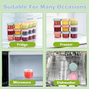 Dark blue lid 4oz Glass  Storage Jars with Leakproof Lids and Measurement Marks - BPA Free, Microwave and Dishwasher Safe, Ideal for Homemade Purees, Sauce, and Portion Control