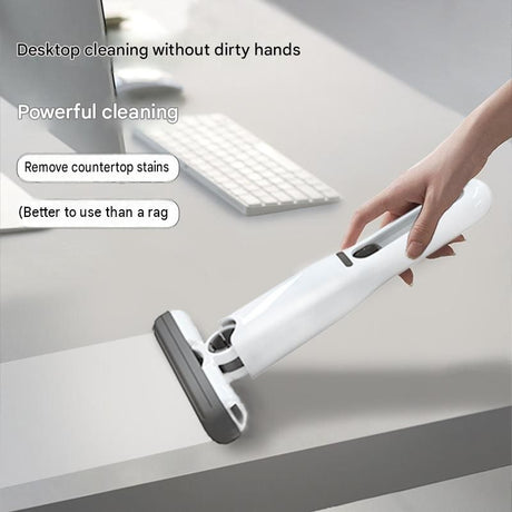 Mini Handheld Foldable Mop WIth ABS Handle and 3 Sponge Head- Hand-Free Squeeze Design -   Compact Desktop Cleaner for Kitchen and Bathroom