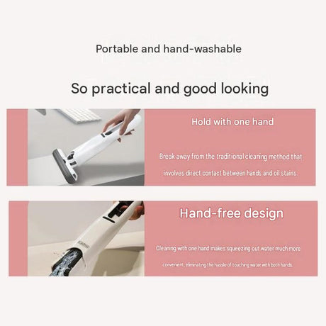 Mini Handheld Foldable Mop WIth ABS Handle and 3 Sponge Head- Hand-Free Squeeze Design -   Compact Desktop Cleaner for Kitchen and Bathroom