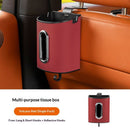 Red Multifunctional Car Seat Back Tissue Box - ABS and Faux Leather - Phone Holder, Cup Holder, Storage Bin,  Universal Fit for Most Vehicles