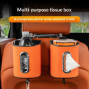 Red Multifunctional Car Seat Back Tissue Box - ABS and Faux Leather - Phone Holder, Cup Holder, Storage Bin,  Universal Fit for Most Vehicles