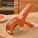 Red Multifunctional Fruit and Vegetable Slicer - Stainless Steel Blades, ABS Handle - One-Press Uniform Slicing for Banana, Cucumber, Ham, Kitchen Prep Tool with Hanging Hook