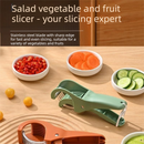 Red Multifunctional Fruit and Vegetable Slicer - Stainless Steel Blades, ABS Handle - One-Press Uniform Slicing for Banana, Cucumber, Ham, Kitchen Prep Tool with Hanging Hook