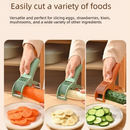Red Multifunctional Fruit and Vegetable Slicer - Stainless Steel Blades, ABS Handle - One-Press Uniform Slicing for Banana, Cucumber, Ham, Kitchen Prep Tool with Hanging Hook
