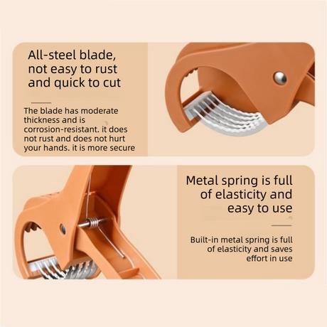 Red Multifunctional Fruit and Vegetable Slicer - Stainless Steel Blades, ABS Handle - One-Press Uniform Slicing for Banana, Cucumber, Ham, Kitchen Prep Tool with Hanging Hook