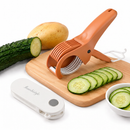 Home Fruit & Vegetable Peeling and Slicing Prep Set-White Folding Peeler and Red Fruit Slicer - Portable Stainless Steel Kitchen Tools for Camping, Home Use, and Travel