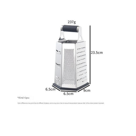 Multifunctional Six-Sided Box Vertical grater- TPR-sleeved handle - Stainless Steel Kitchen Tool with Non-Slip Base  for Vegetables, Cheese, and Potatoes