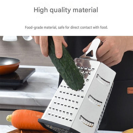 Multifunctional Six-Sided Box Vertical grater- Stainless steel flat handle - Stainless Steel Kitchen Tool with Non-Slip Base  for Vegetables, Cheese, and Potatoes