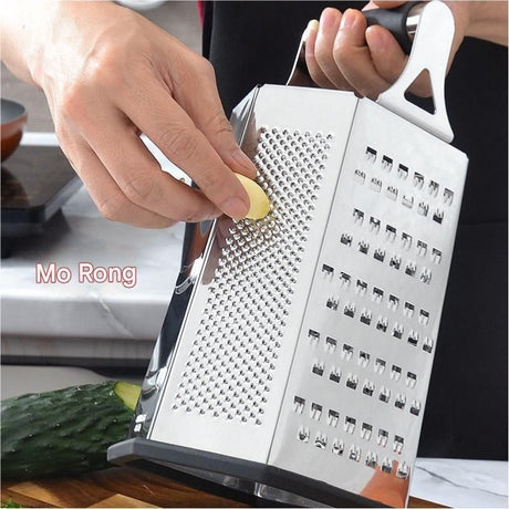 Multifunctional Six-Sided Box Vertical grater- Stainless steel flat handle - Stainless Steel Kitchen Tool with Non-Slip Base  for Vegetables, Cheese, and Potatoes