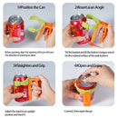 Green Soda Can Lid and Handle Holder Set - Anti-Overflow Plastic Cover with Straw and Suction Cup Grip for 12oz Cans, Portable Drink Accessory for Parties and Travel