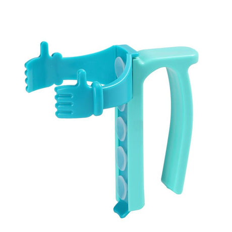Blue Soda Can Holder with Handle and Suction Cups - Portable Plastic Stand for 12oz Cans, Anti-Slip Grip for Parties, Camping, and Home Use