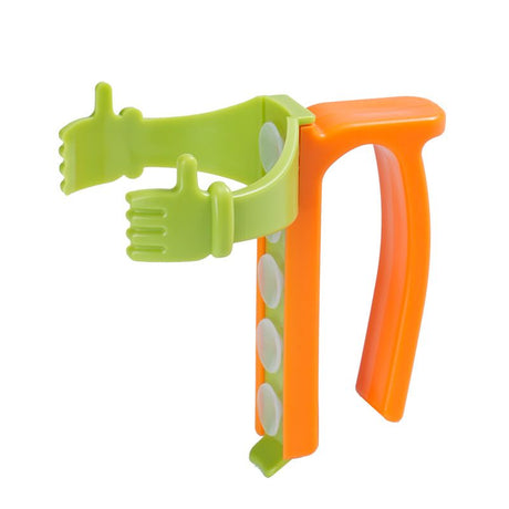 Green Soda Can Holder with Handle and Suction Cups - Portable Plastic Stand for 12oz Cans, Anti-Slip Grip for Parties, Camping, and Home Use