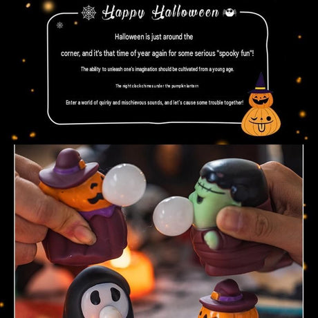 Halloween Squeeze Bubble Toy（Pumpkin witch）  - PVC Squishy Figures with Pop-Up Bubble, Cute Stress Relief Decor for  Party Favors and Desk Display