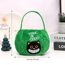 Green bag with black cat design - Plush Halloween Trick or Treat Candy Bag - Polyester  Tote with Embroidered Face, Lightweight Portable Goody Pouch for  Party Favors and Trick or Treating