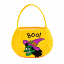 Yellow bag with witch design - Plush Halloween Trick or Treat Candy Bag - Polyester  Tote with Embroidered Face, Lightweight Portable Goody Pouch for  Party Favors and Trick or Treating