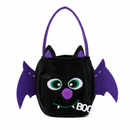 Bat-shaped black bag - Plush Halloween Trick or Treat Candy Bag - Polyester  Tote with Embroidered Face, Lightweight Portable Goody Pouch for  Party Favors and Trick or Treating