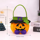 Pumpkin design wearing a hat - Plush Halloween Trick or Treat Candy Bag - Polyester  Tote with Embroidered Face, Lightweight Portable Goody Pouch for  Party Favors and Trick or Treating