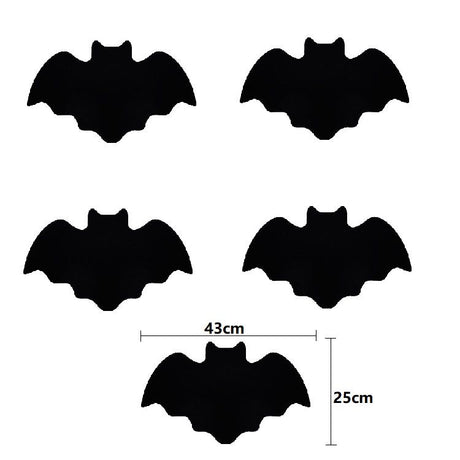 5-pieces 43*25cm Halloween bat-shaped mat - Felt Non-Slip Heat Resistant Table Mat for Party Dining and Gothic Home Deco