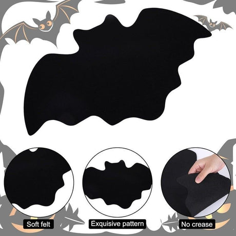 5-pieces 43*25cm Halloween bat-shaped mat - Felt Non-Slip Heat Resistant Table Mat for Party Dining and Gothic Home Deco
