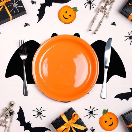5-pieces 35*20cm Halloween bat-shaped mat - Felt Non-Slip Heat Resistant Table Mat for Party Dining and Gothic Home Deco