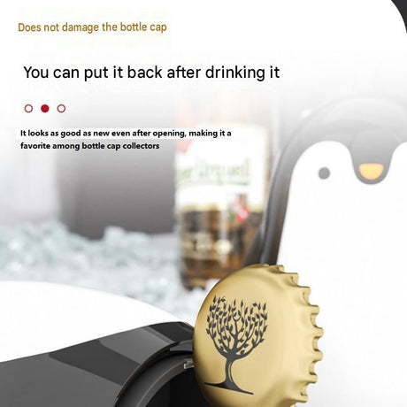 1 pcs Penguin-shaped design Bottle Opener - Stainless Steel and Plastic Magnetic Beer Opener with Cap Catcher, Compact Portable Beverage Access Tool for Home Bar, Parties, Camping and Gifts