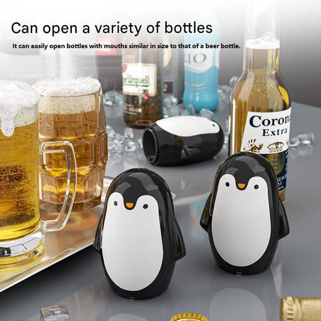 2 pcs Penguin-shaped design Bottle Opener - Stainless Steel and Plastic Magnetic Beer Opener with Cap Catcher, Compact Portable Beverage Access Tool for Home Bar, Parties, Camping and Gifts