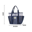 White Large Capacity Mesh Beach Tote Bag - Breathable Polyester Swim Bag with Multi-Pocket Storage, Quick-Dry Design for Travel, Gym, and Poolside Use