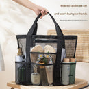 Black large size Large Capacity Mesh Beach Tote Bag - Breathable PET  with Multi-Pocket Storage, Quick-Dry Design for Travel, Gym, and Poolside Use