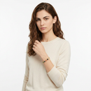 Gold and Color Four-Leaf Clover Zircon Bracelet - Gold-Tone Alloy Lucky Charm Wristband with Full Crystal Pave, 22cm Elegant Fashion Jewellery for Women
