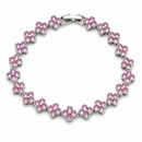 Silver and Pink Four-Leaf Clover Zircon Bracelet - Gold-Tone Alloy Lucky Charm Wristband with Full Crystal Pave, 22cm Elegant Fashion Jewellery for Women