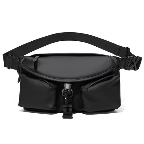 Black Ultra-Light Men's Crossbody Bag - PU Water-Resistant Sling Bag with Multi-Compartment Storage, Adjustable Strap, and Secure Zipper Closure for Commuting, Cycling, and Urban Travel