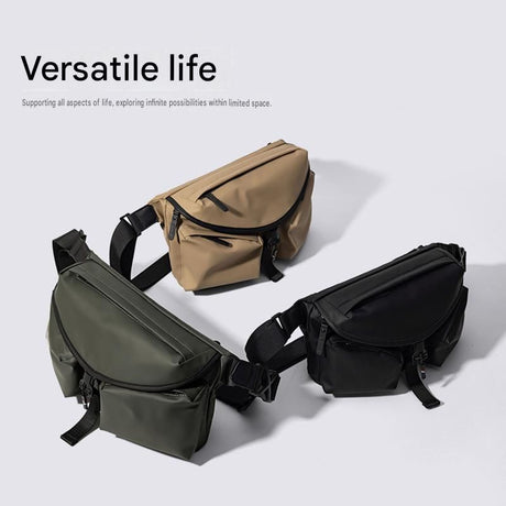 Green Ultra-Light Men's Crossbody Bag - PU Water-Resistant Sling Bag with Multi-Compartment Storage, Adjustable Strap, and Secure Zipper Closure for Commuting, Cycling, and Urban Travel