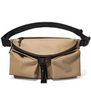 Khaki Ultra-Light Men's Crossbody Bag - PU Water-Resistant Sling Bag with Multi-Compartment Storage, Adjustable Strap, and Secure Zipper Closure for Commuting, Cycling, and Urban Travel