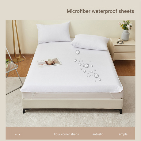 99*190cm White Waterproof Mattress Protector - Microfibre Terry Towelling Top, TPU Membrane Barrier, Machine Washable Fitted Sheet with 4 Corner Straps