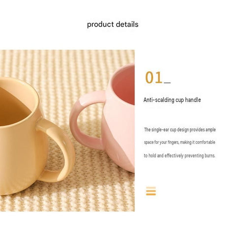 2 pack （Purple and Khaki ）Macaron Ceramic Mug 480ml - Large Belly Coffee Cup, Underglaze Colour, Non Slip Base, Ergonomic Handle, Microwave and Dishwasher Safe, Home Office Breakfast Drinkware
