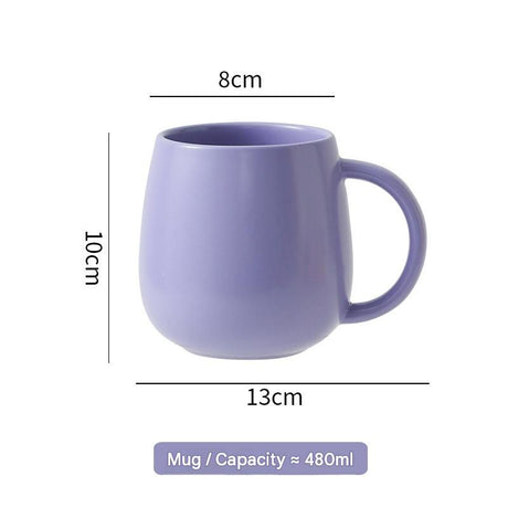 2 pack （Purple and Khaki ）Macaron Ceramic Mug 480ml - Large Belly Coffee Cup, Underglaze Colour, Non Slip Base, Ergonomic Handle, Microwave and Dishwasher Safe, Home Office Breakfast Drinkware