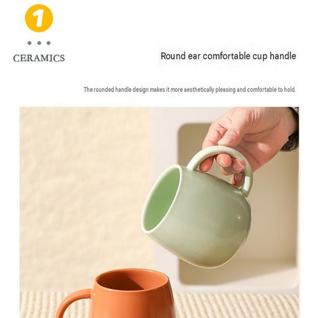 2 pack （Purple and Green ）Macaron Ceramic Mug 480ml - Large Belly Coffee Cup, Underglaze Colour, Non Slip Base, Ergonomic Handle, Microwave and Dishwasher Safe, Home Office Breakfast Drinkware