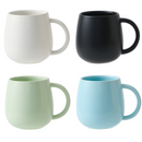 4 pack （Black and White and Green and Blue）Macaron Ceramic Mug 480ml - Large Belly Coffee Cup, Underglaze Colour, Non Slip Base, Ergonomic Handle, Microwave and Dishwasher Safe, Home Office Breakfast Drinkware