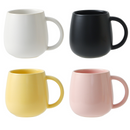 4 pack （Black and White and Yellow and Pink）Macaron Ceramic Mug 480ml - Large Belly Coffee Cup, Underglaze Colour, Non Slip Base, Ergonomic Handle, Microwave and Dishwasher Safe, Home Office Breakfast Drinkware
