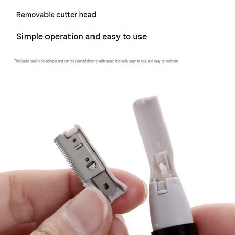 Black Rechargeable Electric Eyebrow Trimmer - USB Charging, Stainless Steel Rounded Blade, Detachable Washable Head, 4mm/6mm Comb Guides, Portable Facial Hair Remover for Women