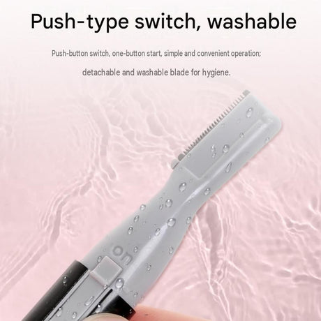 Black Rechargeable Electric Eyebrow Trimmer - USB Charging, Stainless Steel Rounded Blade, Detachable Washable Head, 4mm/6mm Comb Guides, Portable Facial Hair Remover for Women