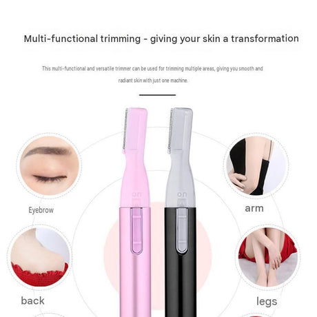 Black Rechargeable Electric Eyebrow Trimmer - USB Charging, Stainless Steel Rounded Blade, Detachable Washable Head, 4mm/6mm Comb Guides, Portable Facial Hair Remover for Women