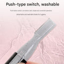 Pink Rechargeable Electric Eyebrow Trimmer - USB Charging, Stainless Steel Rounded Blade, Detachable Washable Head, 4mm/6mm Comb Guides, Portable Facial Hair Remover for Women
