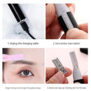 Pink Rechargeable Electric Eyebrow Trimmer - USB Charging, Stainless Steel Rounded Blade, Detachable Washable Head, 4mm/6mm Comb Guides, Portable Facial Hair Remover for Women
